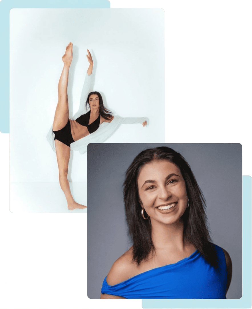 Dancer showcasing impressive leg extension pose.